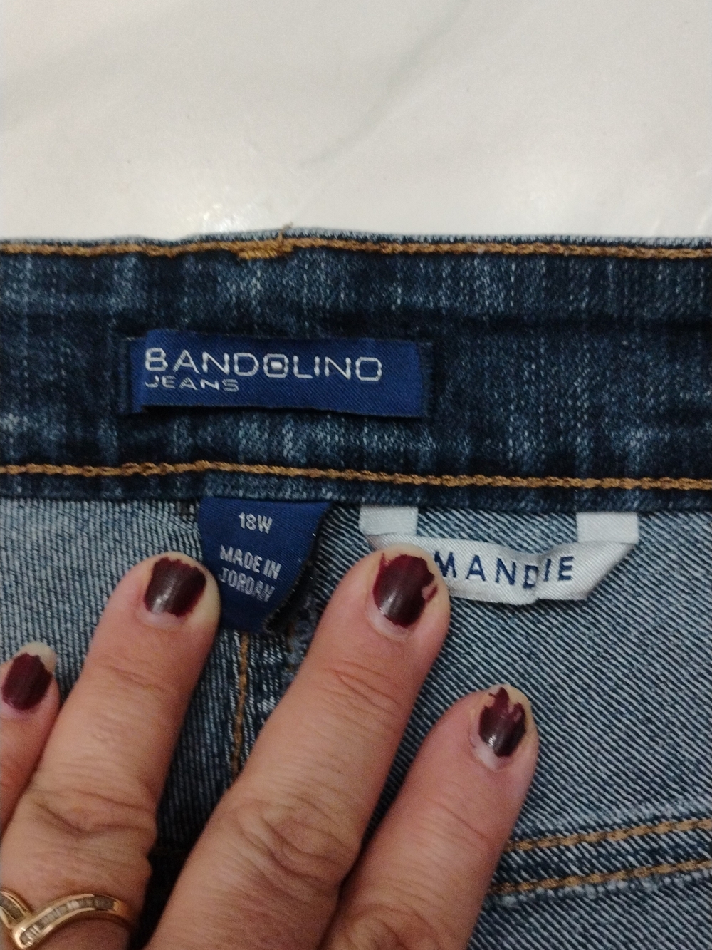 Bandolino Dark Blue Straight Leg Mandie Women’s Jeans SZ 18 W - Picture 4 of 5